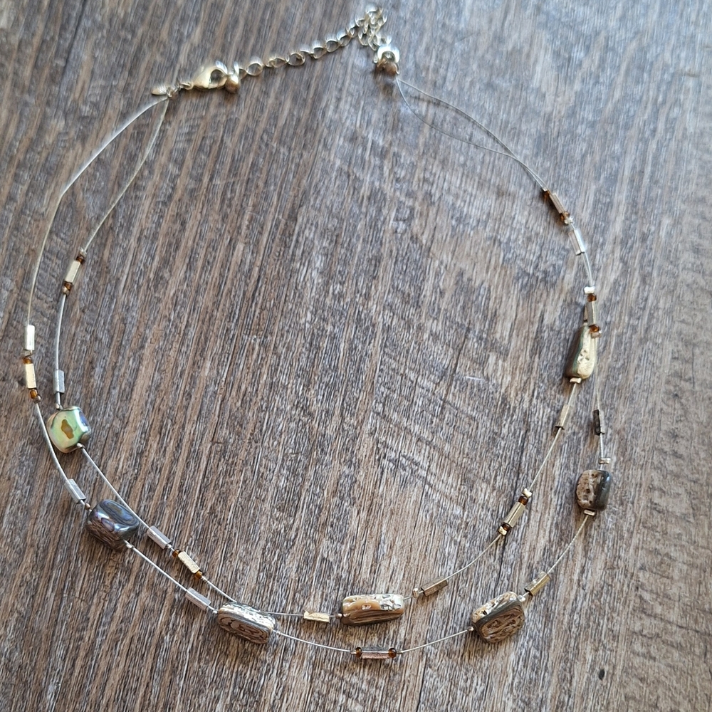 Elegant Vintage Abalone Beaded Double Necklace